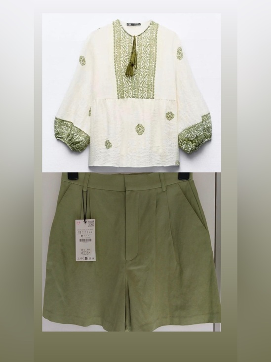 Zara Tops - Zara set: Boho Cream Blouse and Shorts